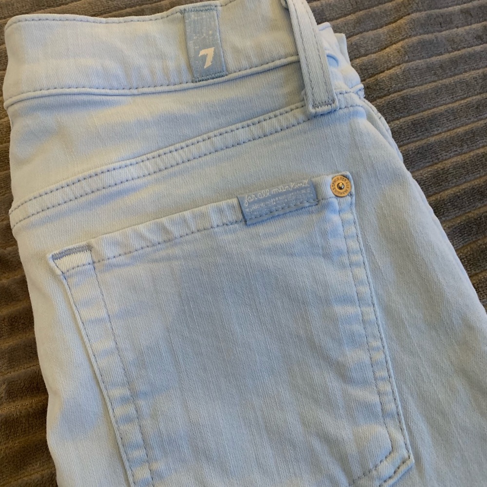 7 for All Mankind pale blue skinny ankle jeans